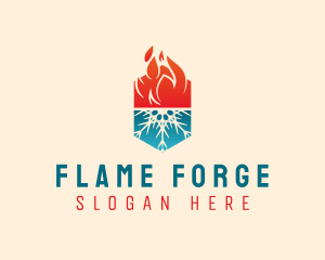 Snowflake Flame Hexagon logo design