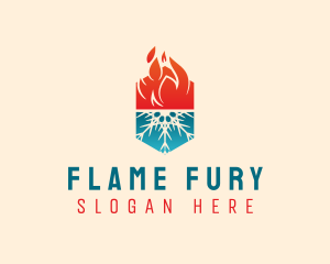 Snowflake Flame Hexagon logo design