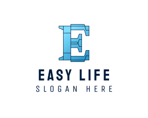 Modern E Outline logo design