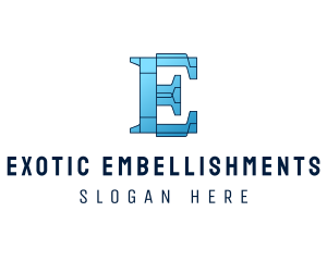 Modern E Outline logo design