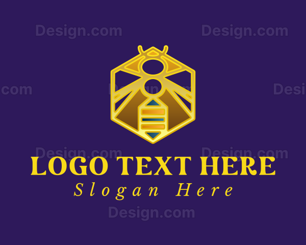 Golden Hexagon Bee Logo