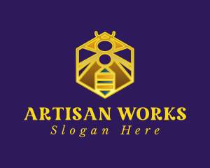 Golden Hexagon Bee logo design