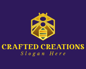 Golden Hexagon Bee logo design