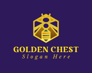 Golden Hexagon Bee logo design