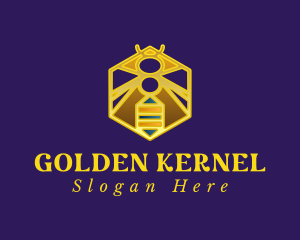 Golden Hexagon Bee logo design