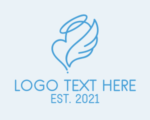 Blue Angel Heart Halo logo design