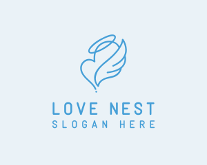 Blue Angel Heart Halo logo design