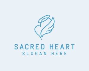 Blue Angel Heart Halo logo design