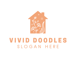 Orange Floral Home logo design