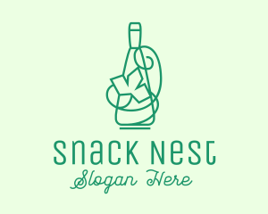 Minimalist Wine Vine Bottle logo design