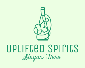 Minimalist Wine Vine Bottle logo design