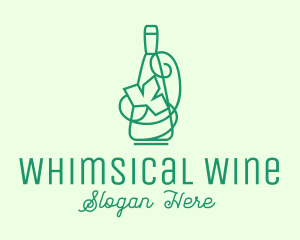 Minimalist Wine Vine Bottle logo design