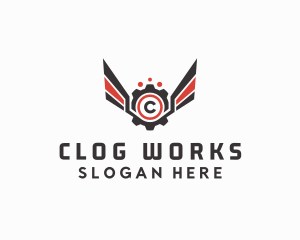 Mechanical Cog Wings Mechanic logo design