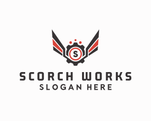 Mechanical Cog Wings Mechanic logo design