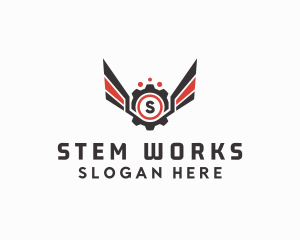 Mechanical Cog Wings Mechanic logo design