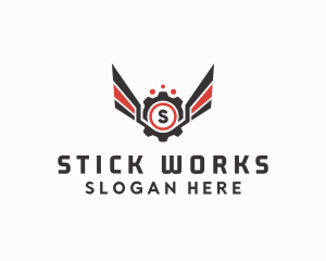 Mechanical Cog Wings Mechanic logo design