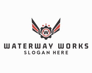 Mechanical Cog Wings Mechanic logo design