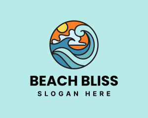 Beach Vacation Wave logo design