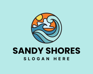 Beach Vacation Wave logo design