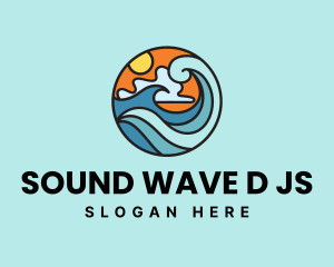 Beach Vacation Wave logo design