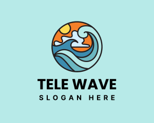 Beach Vacation Wave logo design