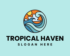 Beach Vacation Wave logo design