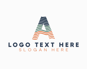 Modern Wavy Company Letter A logo design