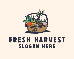 Fruit Vegetable Basket Grocery logo design