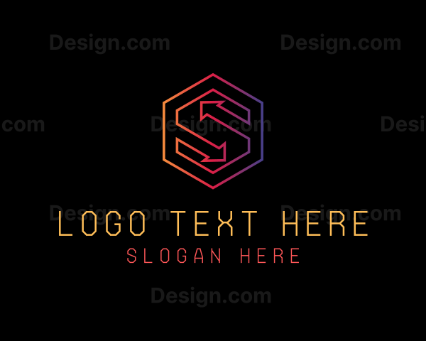Hexagon Tech Arrow Letter S Logo