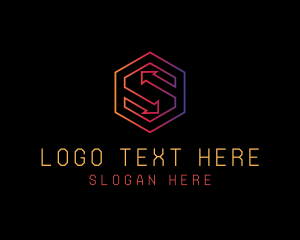 App - Hexagon Tech Arrow Letter S logo design