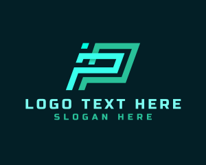 Geometric Tech Startup Letter P logo