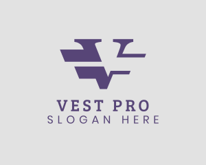 Modern Purple V Lines logo design