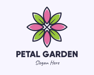 Leaf Petals Flower logo design