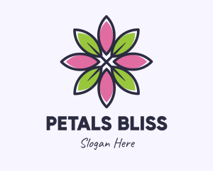 Leaf Petals Flower logo design