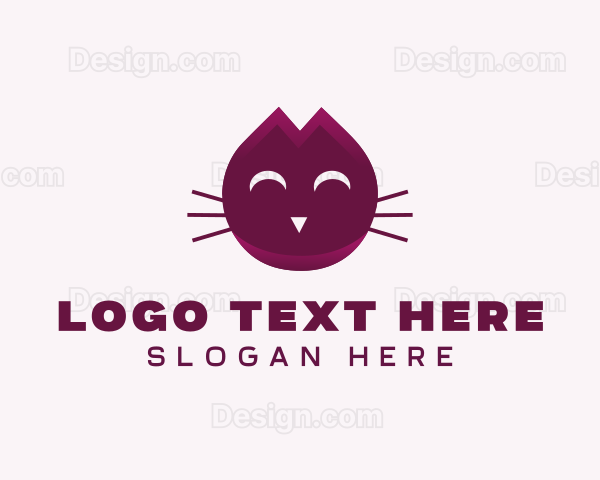 Cute Maroon Cat Kitten Logo