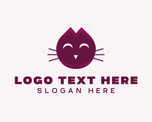 Cute Maroon Cat Kitten logo