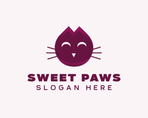 Cute Maroon Cat Kitten logo design