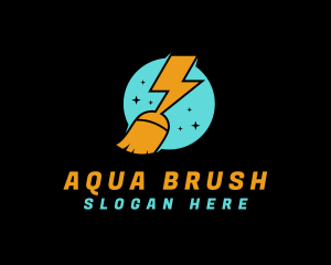 Cleaning Brush Lightning logo design