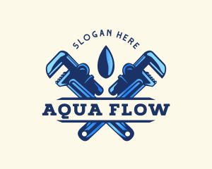 Plumbing Droplet Wrench logo design