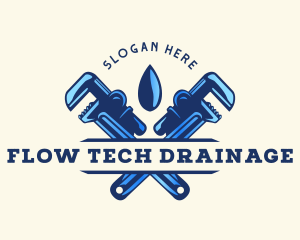 Plumbing Droplet Wrench logo design