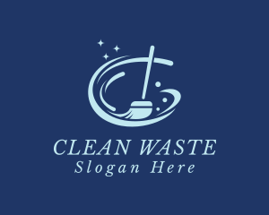 Sparkly Clean Broom logo design