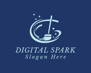 Sparkly Clean Broom logo design