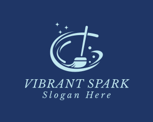 Sparkly Clean Broom logo design