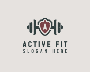 Barbell Shield Fitness logo design