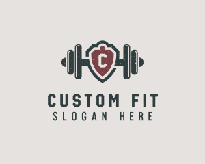 Barbell Shield Fitness logo design