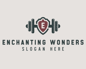 Barbell Shield Fitness logo design