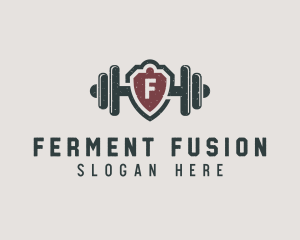 Barbell Shield Fitness logo design