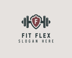 Barbell Shield Fitness logo design