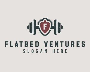 Barbell Shield Fitness logo design