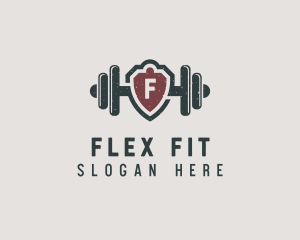 Barbell Shield Fitness logo design